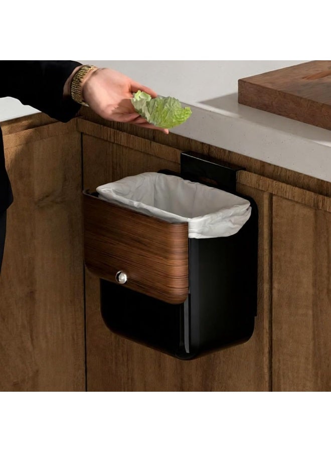 Bukela Large 3.2 Gallon Compost Bin, Under Sink Trash Can with Lid, Hanging Waste Cabinet for Office Kitchen Cupboard Bathroom Bedroom, Black - Image 1